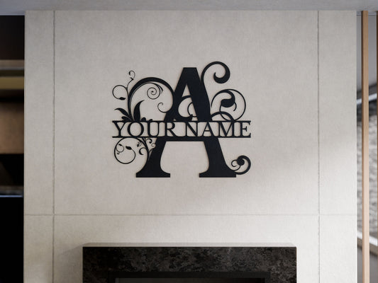 Floral Monogram with Custom Name