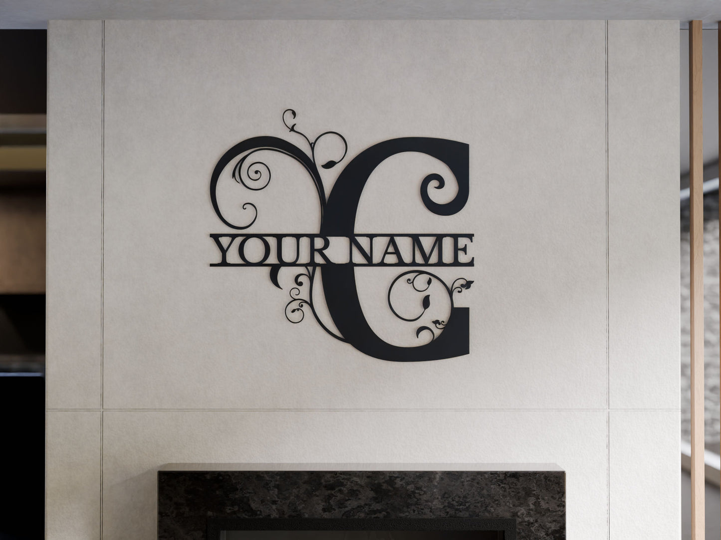 Floral Monogram with Custom Name