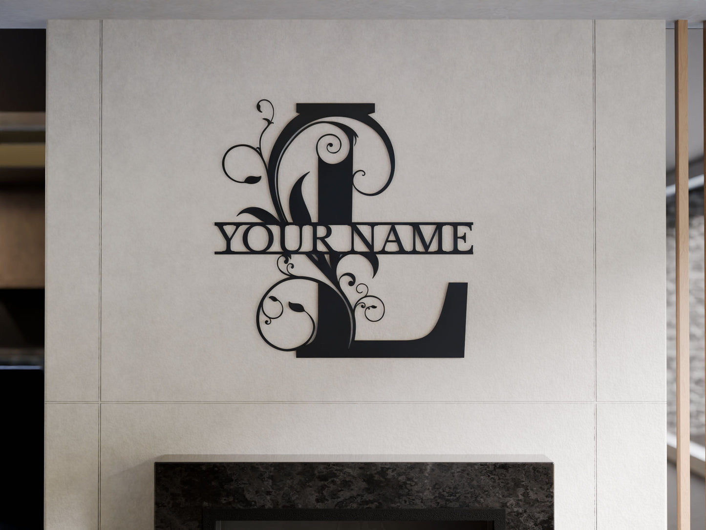 Floral Monogram with Custom Name