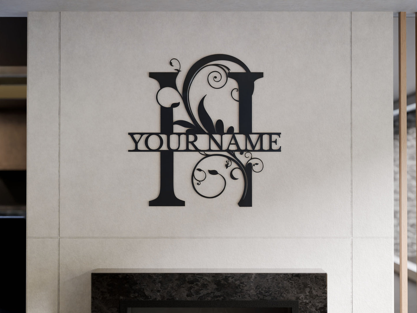 Floral Monogram with Custom Name