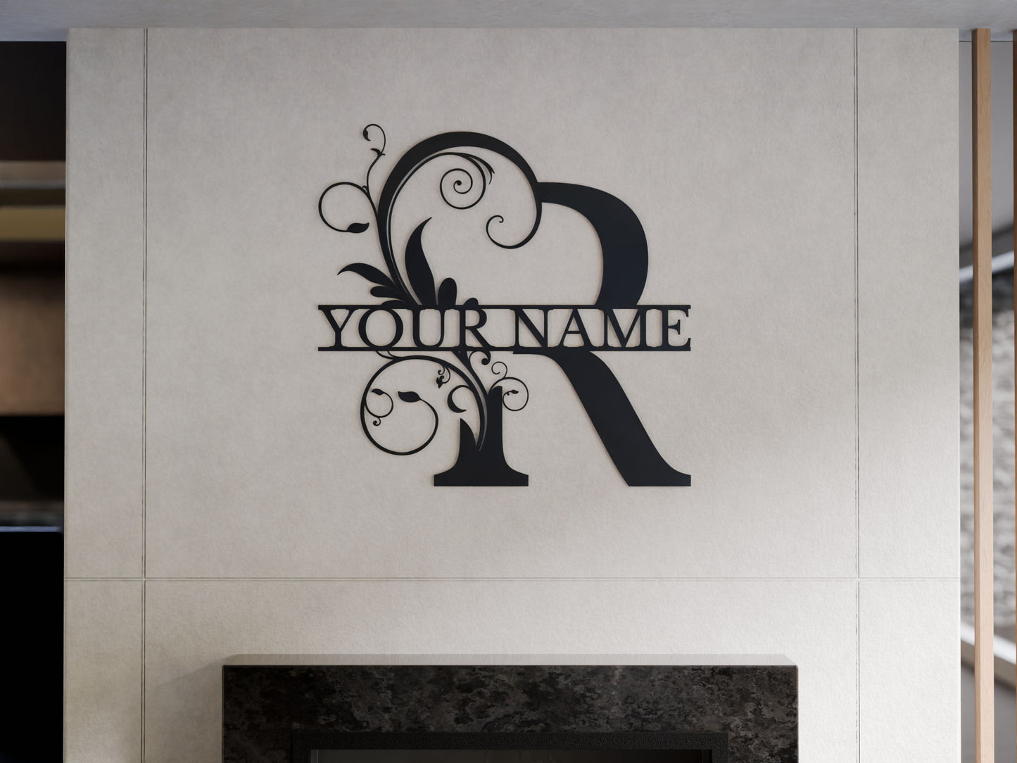 Floral Monogram with Custom Name