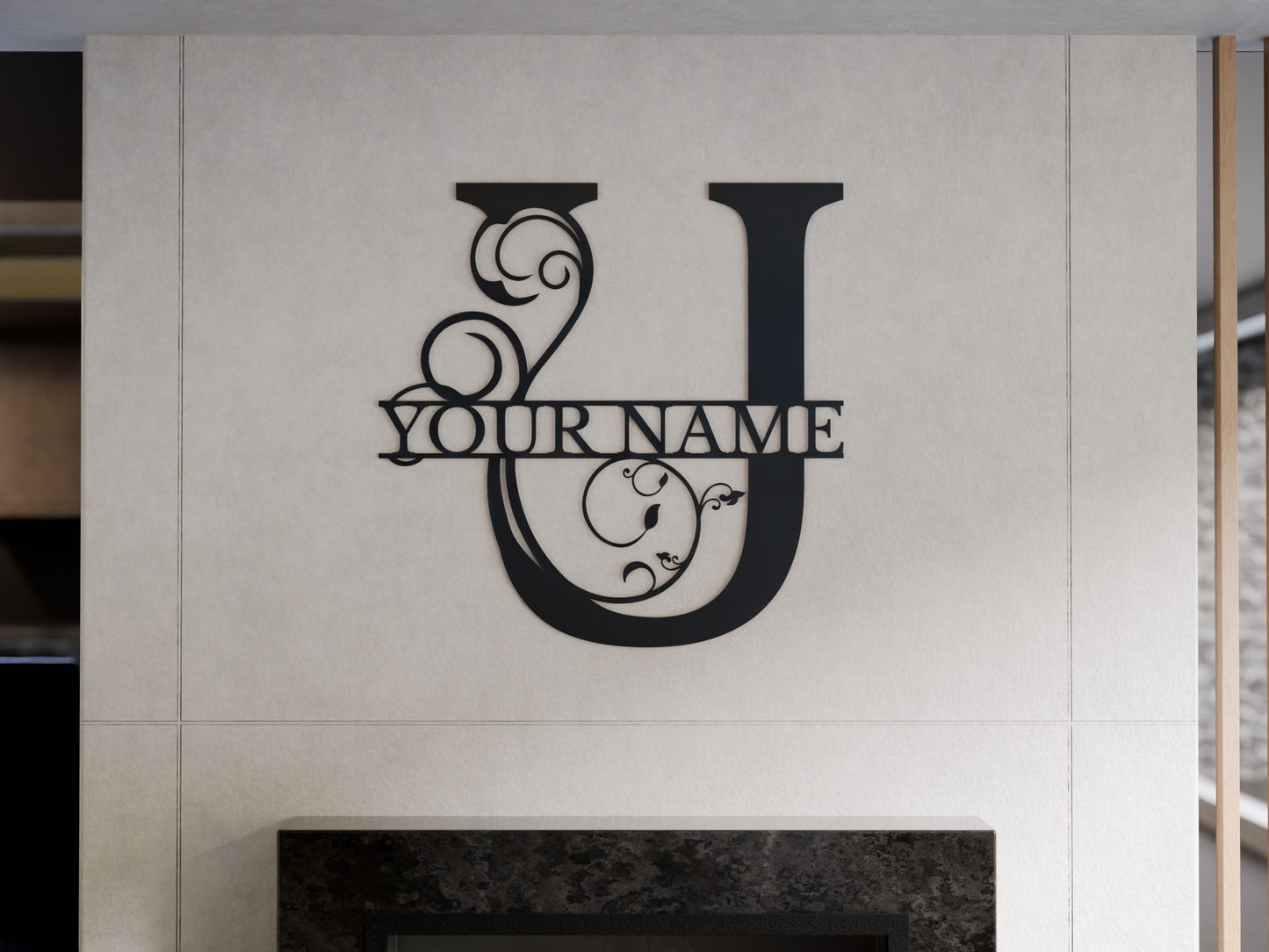 Floral Monogram with Custom Name