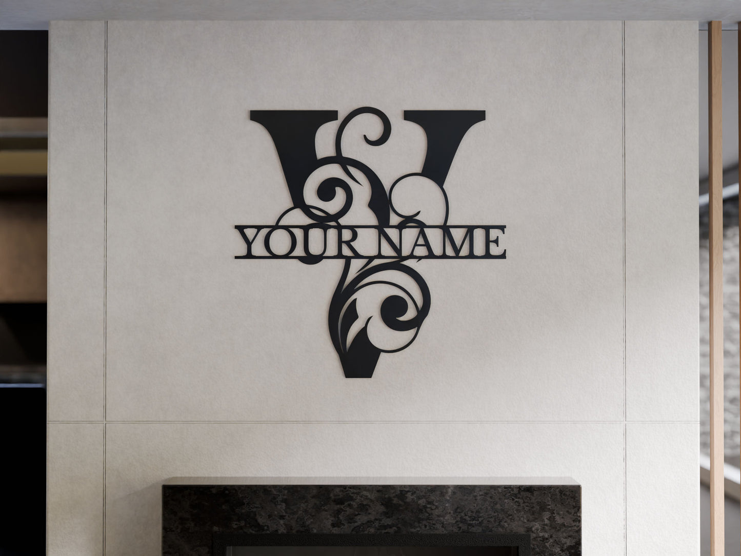 Floral Monogram with Custom Name
