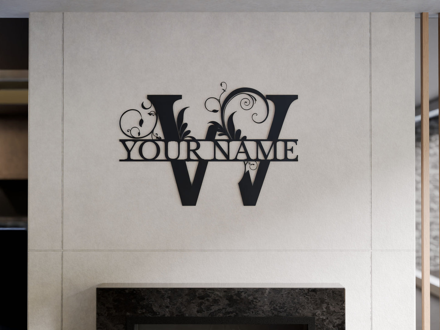 Floral Monogram with Custom Name