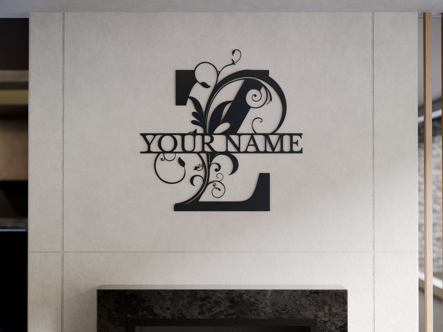 Floral Monogram with Custom Name