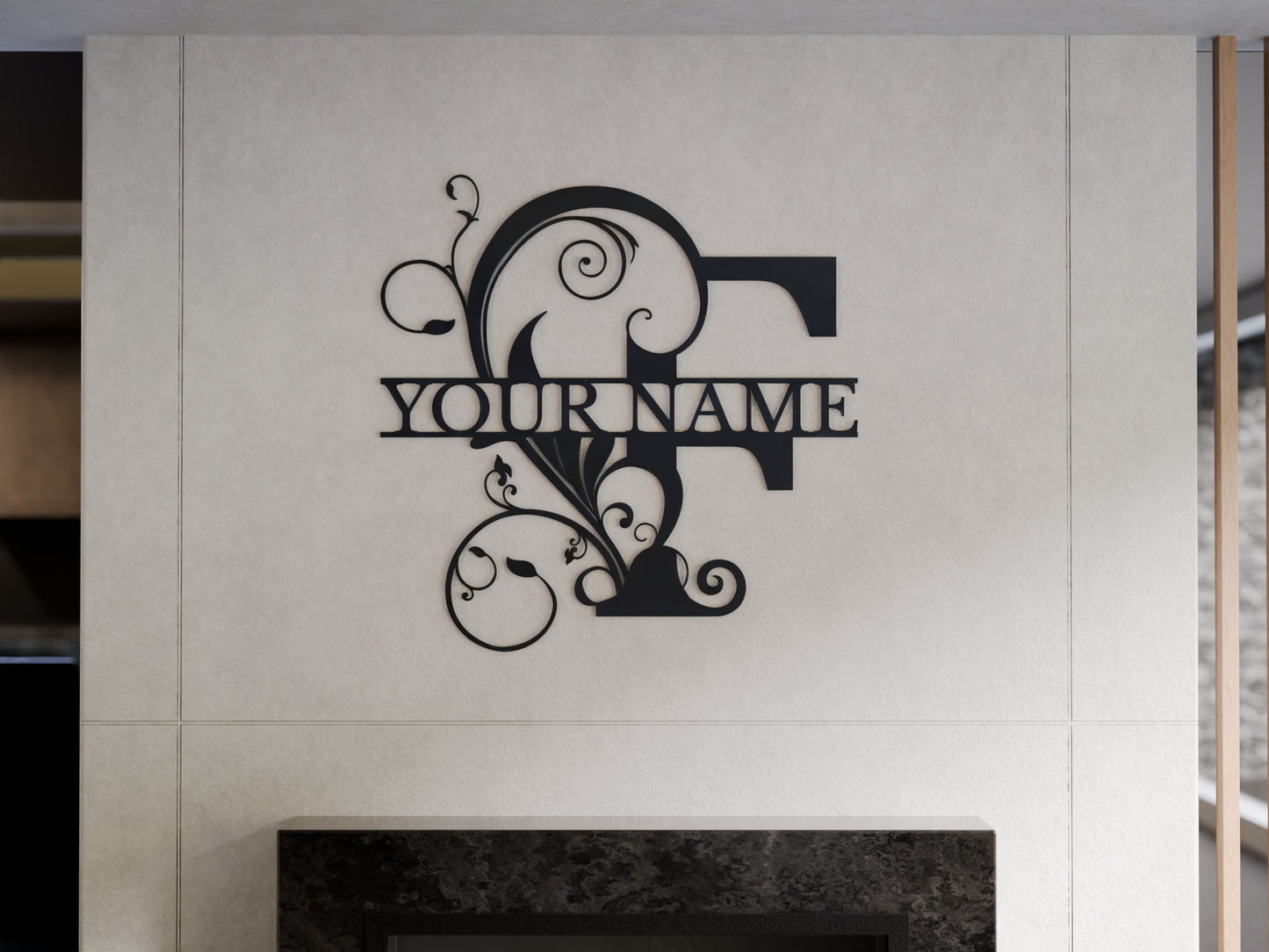 Floral Monogram with Custom Name