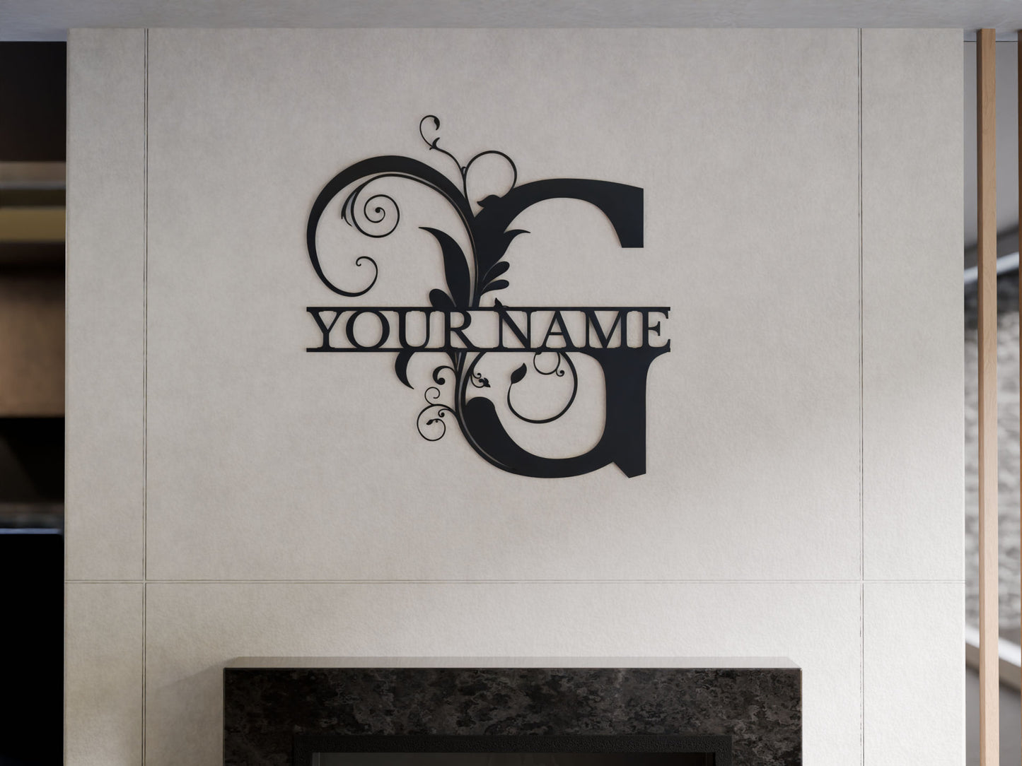 Floral Monogram with Custom Name