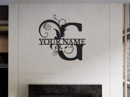 Floral Monogram with Custom Name
