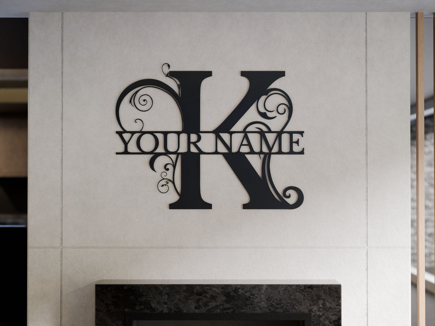 Floral Monogram with Custom Name