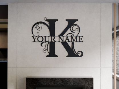 Floral Monogram with Custom Name