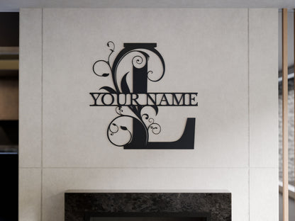Floral Monogram with Custom Name