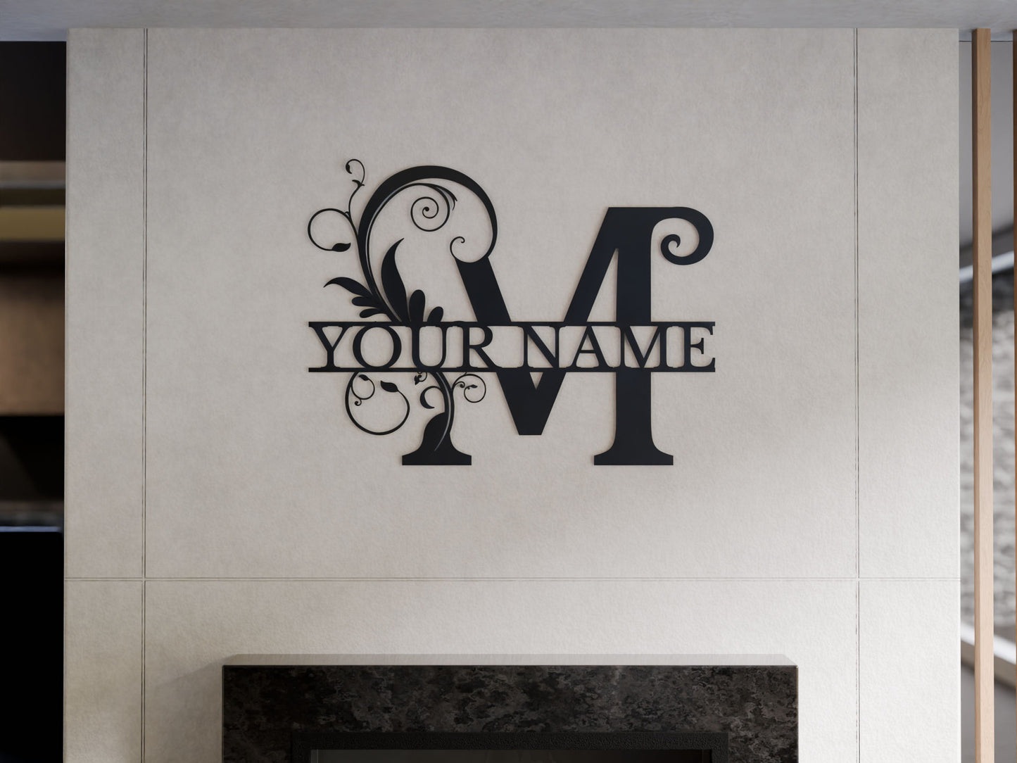Floral Monogram with Custom Name