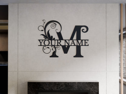 Floral Monogram with Custom Name