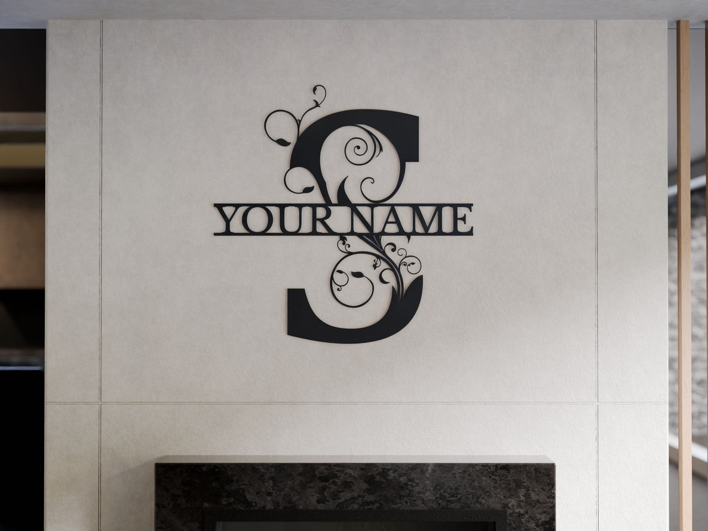 Floral Monogram with Custom Name
